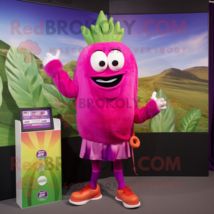 Magenta Celery mascot costume character dressed with a Rash Guard and Bracelets - $1,329.00