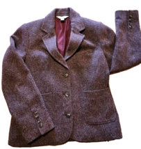 VTG LLBean Blazer Jacket Purple Wool Blend Tweed Herringbone Women PS Eq... - £30.94 GBP
