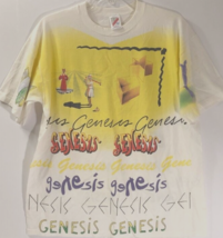 GENESIS All Over Print 1992 Tour Vintage Phil Collins Gabriel White T-Shirt XL - $227.11