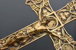 ⭐Large ornate bronze crucifix,religious wall cross⭐ - £312.90 GBP