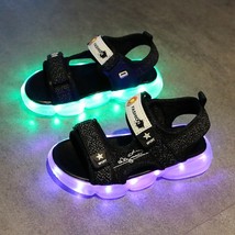 Size 25-35 Children&#39;s Casual Sandals For Boys Soft LED Shoes With Lights USB Cha - £45.53 GBP
