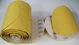 100pc 5" Psa Stick On Sandpaper Disc 400 Grit A/O Gold Line Made In Usa Inch Sand - $24.99