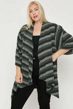 Kimono Style Striped Cardigan - Olive - $24.99