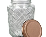 Lattice Pattern Glass Jars with Rose Gold Metal Lids, 18 oz. - $12.99+