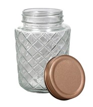 Lattice Pattern Glass Jars with Rose Gold Metal Lids, 18 oz. - £10.37 GBP+