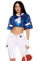 Sexy Forplay MVP Football Player Metallic Blue &amp; White 5pc Costume 553141 - $79.99