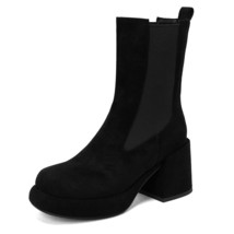 Fashion Round Toe Chelsea Boots Womens Platform Ankle Boots  Women Spring Autumn - £61.45 GBP