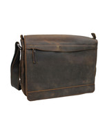 Vagarant Traveler 14 in. Leather Messenger Laptop Bag L18.Dark Distress - $176.00