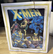 Vtg 90s X-Men CARNIVAL Fair Prize GLASS Picture Marvel Superheroes 12&quot;x10&quot; - £11.07 GBP