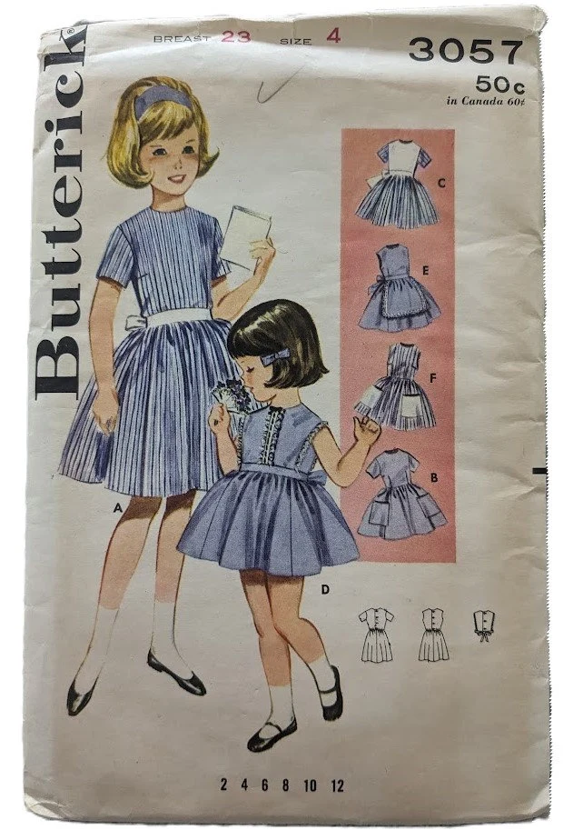 4 Vintage 1960s Childrens Sewing Pattern Butterick 3057 Dress - $8.19 CAD