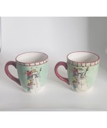 2 Oneida &quot;Snowman Playdate&quot; Coffee Tea Oversized Holiday Christmas Mugs  - £26.09 GBP