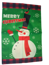 Merry Christmas Snowman Garden Flag 12&quot;X18&quot; Burlap Dual Side Decorative Flag - £3.97 GBP