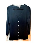 Dressy Carolyn Taylor Front Button Black Top - L - $12.86