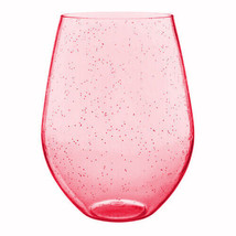 Red Glitter Stemless Jumbo Wine Glass 30 oz 4 X 5.7&quot; H Shatter Free Acrylic - £17.40 GBP