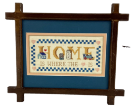 Needlepoint Home Is Where The Heart Is Completed Matted Framed Home Decor - £20.74 GBP