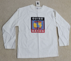 Rare 90s Vintage GUESS Basics White Long Sleeve T Shirt SZ Kid Medium - $11.30