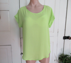 Pleione top blouse scoop neck  oversized XS  lime green dolman cap sleeves New - £14.61 GBP