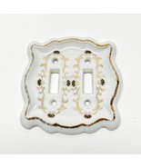 Porcelain Double Switch Plate Cover Gold Trim ESD Japan 23765 Vintage 5.... - $13.86