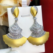 Luxury Fan-shaped Drop Earrings Crossover Women Girl Party Daily Fashion Micro C - £69.72 GBP