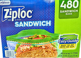 Ziploc Seal Top Bag Easy to Zip Sandwich Bags 4x120 Bags Total 480 Count - $19.89