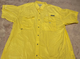 Columbia PFG Shirt Adult 2XL XXL Yellow Button Up Vented Fishing Outdoor... - £19.40 GBP
