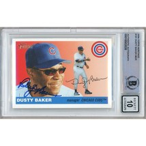 Dusty Baker Chicago Cubs Signed 2004 Topps Heritage #191 BAS BGS Auto 10 Slab - £78.62 GBP