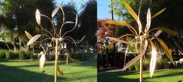 Set of Two Copper Large Windmills Kinetic Wind Sculpture Dual Side Wind Spinners - $450.00