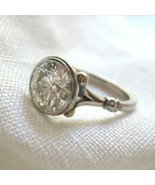 1.25 ct Off white round cut moissanite 14k white Gold GP Antique engagem... - $134.50 CAD