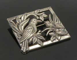 CORO 925 Silver - Vintage Antique Mother &amp; Baby Birds Rare Brooch Pin - BP9194 - £125.64 GBP