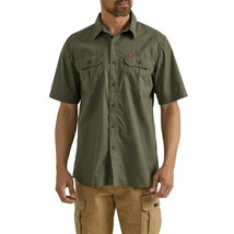 Wrangler® Men&#39;s Relaxed Fit Short Sleeve Twill Shirt, Spring Olive Size L - £17.77 GBP