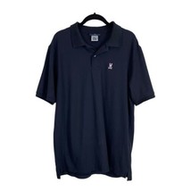 Psycho Bunny Mens Polo Shirt Size 7=XL Blue Navy Short Sleeve Button Flaw - £24.44 GBP