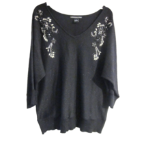 Lauren Michelle Women&#39;s Sweater Size 1X Sparkling Black Beaded Design 3/... - $10.99