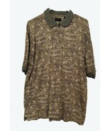 Men&#39;s Izod Woven Polo Shirt, Cotton &amp; Nylon, M/L, Gray/Beige/Green Print - $297.87 MXN