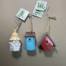 Midwest Ornaments Blue White Red  NWT Birdhouse Hanging Christmas  Lot of 3 - £16.64 GBP