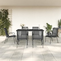  Garden Dining Set Black Powder-Coated Steel Large Ergonomic - $619.49