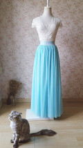 Aqua Blue Tulle Skirt and Top Set Elegant Plus Size Wedding Bridesmaids Outfit