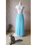Aqua Blue Tulle Skirt and Top Set Elegant Plus Size Wedding Bridesmaids ... - £68.14 GBP