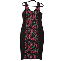 I Heart Ronson Womens Medium Dress Love Bodycon Black Floral Stretch Goi... - $193.73 MXN