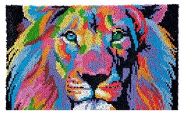 Rainbow Lion Rug Latch Hooking Kit (85x58cm) - £55.93 GBP