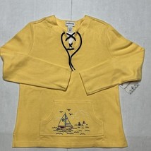 Breckenridge Yellow Embroidered Sailboat Sweater Women&#39;s Small NWT Nautical - $18.90