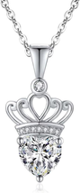 2024 Graduation Cap/Princess Queen Crown Heart Birthstone Necklace for Girls Wom - £19.90 GBP