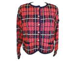 Vintage Tally-Ho Pollak Red Plaid Cardigan Copper Buttons XL NWOT - $49.45
