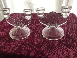 Pair Vintage Iris &amp; Herringbone Dual Candlesticks Jeanette - $19.99