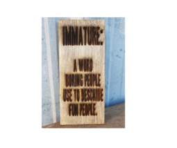 Immature: A word boring people use to describe fun people   reclaimed cedar sign - £19.20 GBP