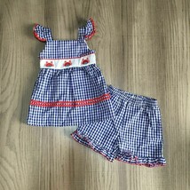 NEW Boutique Girls Crab Blue Gingham Outfit Set 4th of July - £13.42 GBP