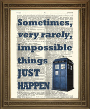 Doctor Who Tardis Print: Dictionary Art, Impossible Things Quote - £6.49 GBP