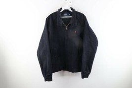 Vintage 90s Ralph Lauren Mens Medium Lined Wool Full Zip Bomber Jacket Black - £93.83 GBP