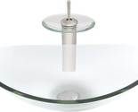 Novatto Chiaro Glass Vessel Bathroom Sink Set, Brushed Nickel/Clear Glass - $158.95