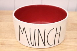 Rae Dunn MUNCH Red Lined Pet Dog or Cat Food Bowl Artisan Collection by Magenta - £14.04 GBP