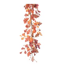 Oak Leaf Garland (Set of 2) 5&#39;L Polyester - £70.58 GBP